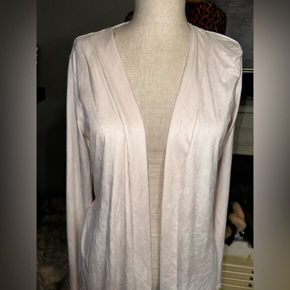 FASHION NOVA long cardigan sweater cream soft spandex belted size large - Picture 2 of 8